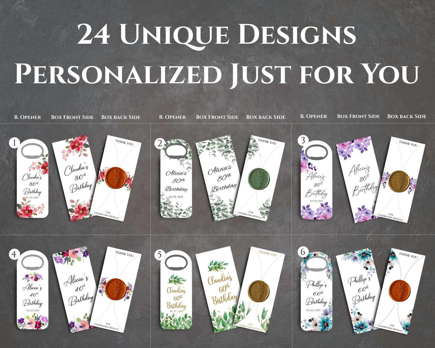 Birthday Party Favors 24 Different Design/ Bottle oepener Favors for Guests