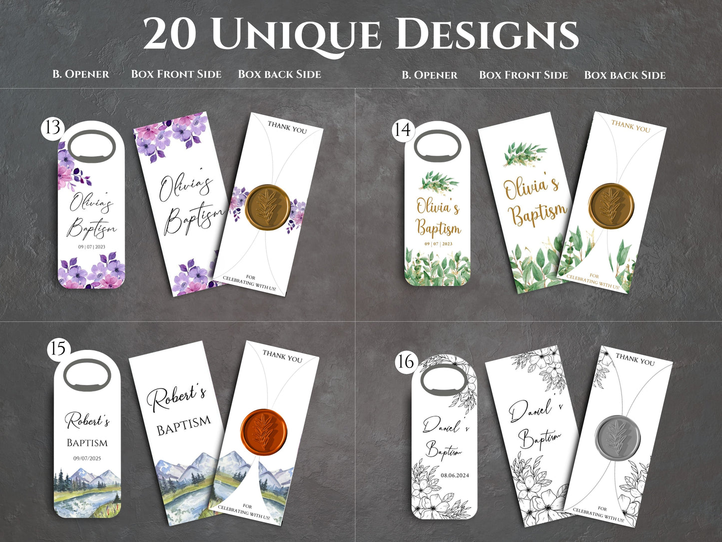 Baptism Favors 20 Unique Design/ Bottle Opener Favors for Guests